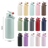 Bouteille d'eau isotherme en acier inoxydable à double paroi de 32 oz avec intérieur en céramique personnalisé, bouchon à paille verrouillable, idéale pour le sport et les voyages