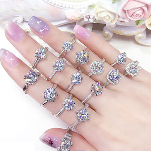 Collection de bagues classiques en <span class=keywords><strong>diamant</strong></span> de 40 styles, vente en gros d'usine SC, plaqué argent réglable, zircone <span class=keywords><strong>1</strong></span> <span class=keywords><strong>carat</strong></span>, bague de fiançailles pour femmes - Product Image 2