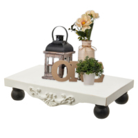 Plateau de rehaussement de savon bougie blanche fait à la main plateau décoratif en bois rehausseur en bois rustique présentoir sur pied en bois