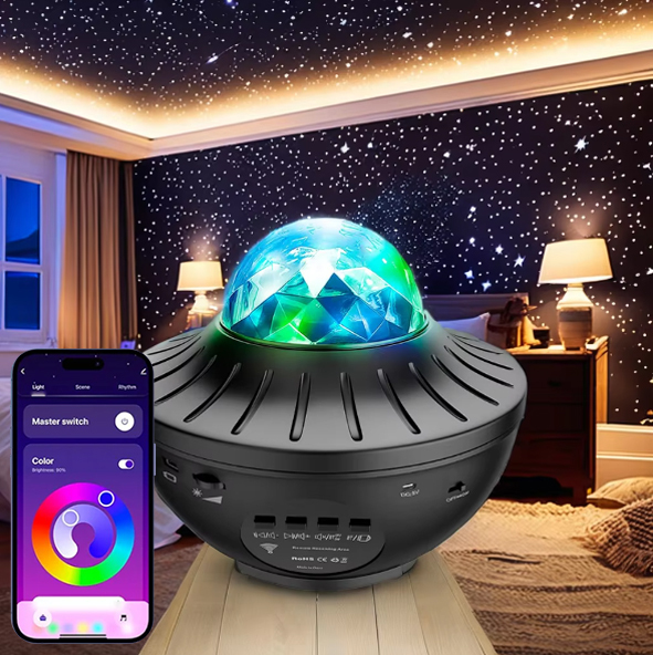Smart LED Projector Light with Remote Control Factory Night Starry Galaxy Night Light for Bedroom White Shade