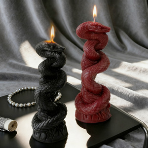 Bougie <span class=keywords><strong>pilier</strong></span> parfumée en cire de soja en forme de <span class=keywords><strong>serpent</strong></span> pour Halloween, faite à la main, vintage, haut de gamme, ambiance créative, cadeau de fête - Product Image 2