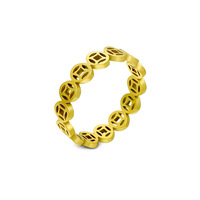 Bague Rétro Hip Hop en Acier Inoxydable avec Pièce de Monnaie, Bijou Porte-Bonheur et Symbole de Richesse, Style Vintage Streetwear, Bagues de Couple, Cadeau