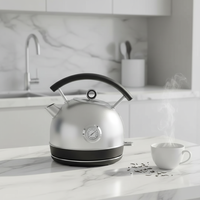 Nouvelle bouilloire électrique sans fil rétro avec thermomètre, arrêt automatique, ébullition rapide, bouilloire en acier inoxydable pour usage domestique |   1,7 L