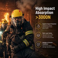 Casque de sécurité professionnel pour pompiers, jaune, haute visibilité, avec écharpe ignifuge pour le cou