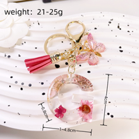 Porte-clés en résine et alliage léger, réutilisable, à la mode, avec fleurs séchées papillon et marguerite faites à la main, pour femmes, vente en gros