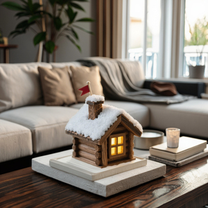 Villaggio di vacanza in miniatura con effetto neve perfetta decorazione da tavolo fatto a mano in resina natalizia unica regalo festivo - Product Image 3