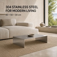 Table basse KINNO en acier inoxydable 304, 80x50x30cm, rectangulaire, finition brossée sablée, pour salon moderne, OEM ODM