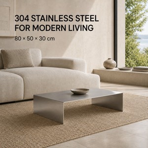 <span class=keywords><strong>Table</strong></span> basse KINNO en acier inoxydable 304, 80x50x30cm, rectangulaire, finition brossée sablée, pour salon moderne, OEM ODM - Product Image 1