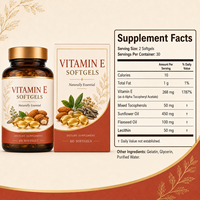 Complément de Vitamine E Haute Puissance 60 Gélules Molles avec Tocophérols Mixtes et Huile de Tournesol pour le Bien-être Quotidien Vente en Gros