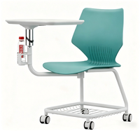 Chaise de bureau moderne pour l'école, la formation et la salle à manger, pour étudiant, avec tablette, cadre en plastique pliable, pieds en fer, poignée coulissante