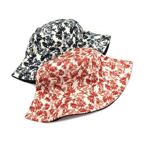 Impreso Coconut Palm Grove Pescador Sombreros de moda Mujeres Verano Surf Playa Moda Cubo Reversible Sombreros personalizados Logo bordado - Product Image 2