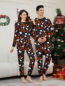 주식 할로윈 호박 잠옷 투피스 세트 부드러운 긴 소매 잠옷 가족 Pjs 가족 매칭 PJ - Product Image 2