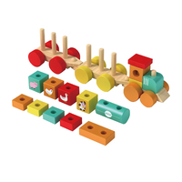 Jouets de train en bois colorés pour la maternelle, jouets éducatifs d'empilage, train en bois pour enfants