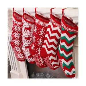 Custom Cable Xmas Christmas Socks Gift Bag Decoration Chunky Knit Christmas Stocking