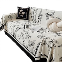Housse de canapé rétro style français à motifs floraux, entièrement enveloppante, en chenille, coussin polyvalent toutes saisons, toucher léger, luxe raffiné