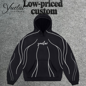 Felpa con Cappuccio Ricamata Personalizzata da Produttore di Abbigliamento, Stile Vintage a Righe per Uomo, Vestibilità Ampia, Stile <span class=keywords><strong>Y2K</strong></span> Street Casual - Product Image 1