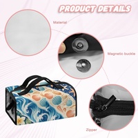 Tas Kosmetik Perjalanan Lipat Motif Bunga Plumeria Hawaii dengan Kompartemen Transparan yang Dapat Dilepas untuk Perjalanan