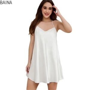 Nuovo europeo americano grande <span class=keywords><strong>pigiama</strong></span> di raso per le donne estate bretella camicia da notte corta colore ghiaccio seta casa - Product Image 2