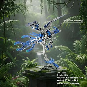 Kit di Montaggio Fai-da-Te Fenice: Puzzle 3D in Acciaio Inossidabile dell'Uccello Mitologico per Adulti, Ottimo Regalo da Collezione (Blu) - Product Image 3