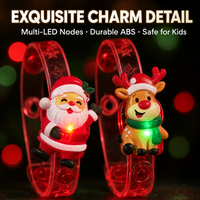 Bracelet lumineux LED de Noël en gros, Père Noël et rennes, clignotant, à pression, pour enfants, idéal pour les fêtes, qui brille dans le noir