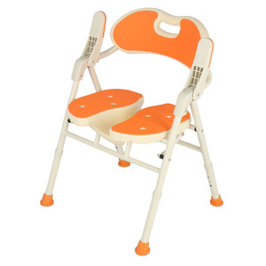 Chaise de douche pliable en alliage d'aluminium FZK, réglable en hauteur, détachable, bleu orange, 58x50x72cm - Product Image 4