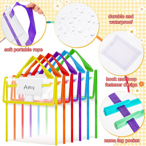 Fundas Protectoras para Libros Gruesas y Transparentes de <span class=keywords><strong>12</strong></span> x 10 x <span class=keywords><strong>1.18</strong></span> Pulgadas con Etiquetas para Nombres y Asas, Bolsas Organizadoras para Libros para Suministros de Oficina y Escolares - Product Image 4