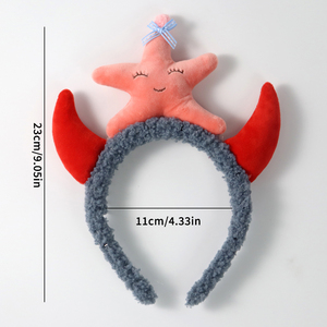 بالجملة مخصص الكرتون لطيف أفخم نجم البحر الشيطان عقال النسيج عصابة شعر حديقة الأطفال الملونة - Product Image 4