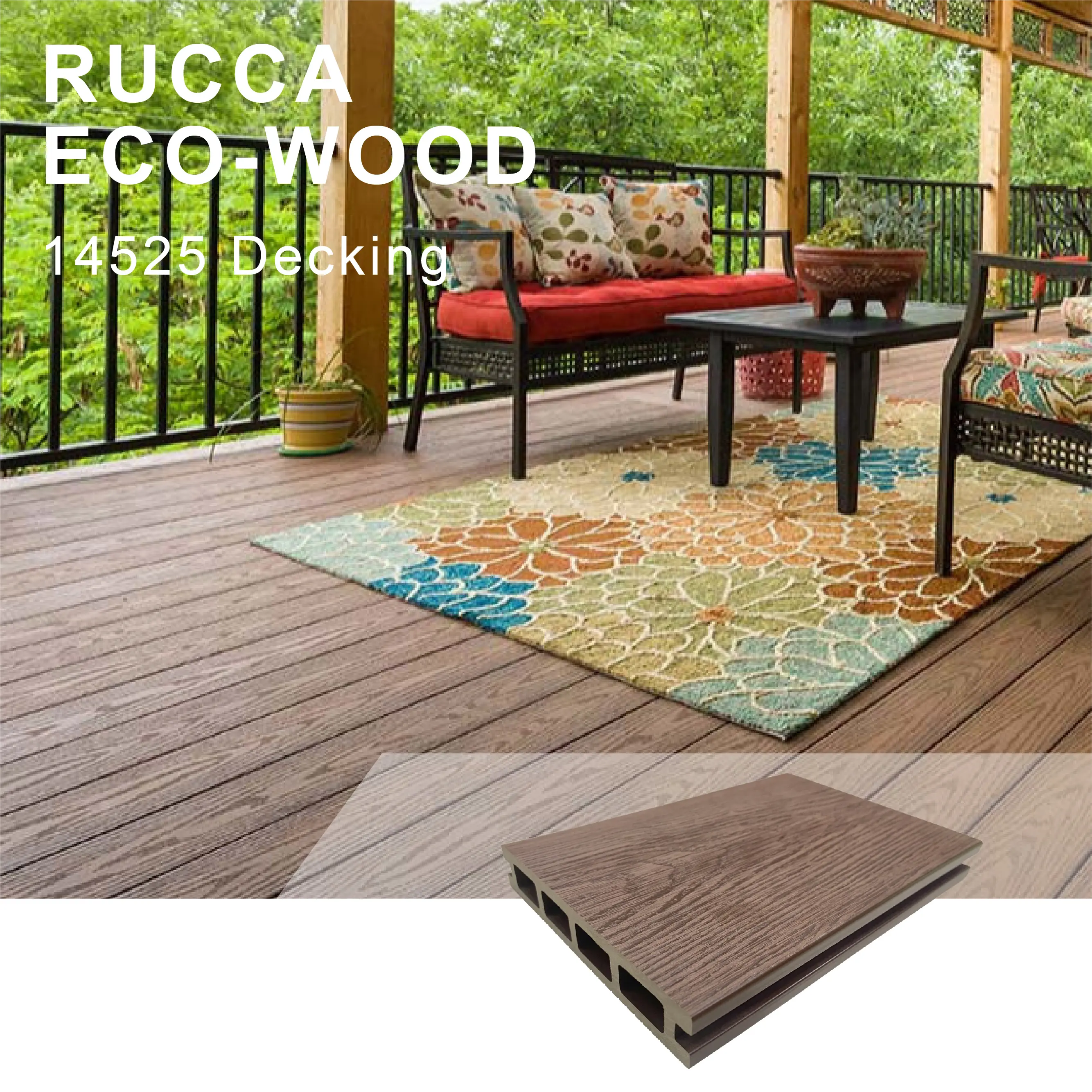 RUCCA Wpc Decking 3d geprägte Holzmaserung 145*25mm Outdoor Holz Kunststoff Verbund boden