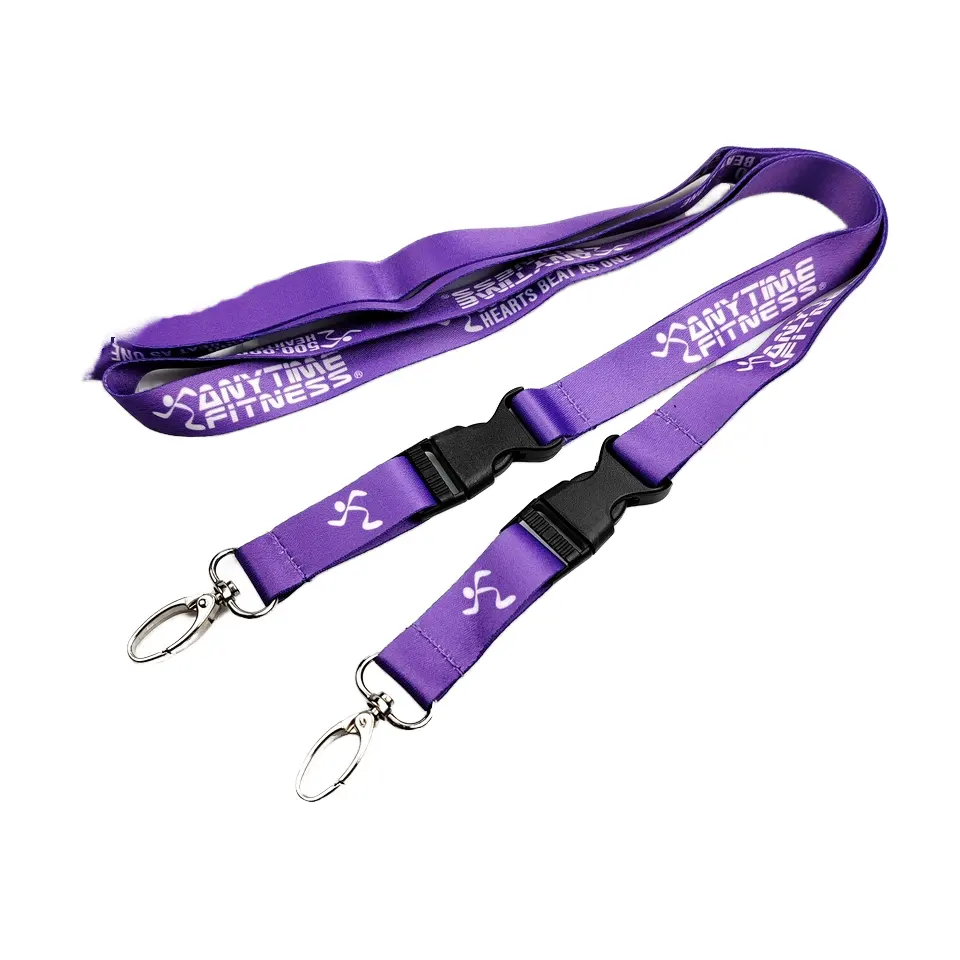 Safety Buckle Polyester Keychain Lanyard Customized Logo Lanyard For Sports Exhibition With Seamless Hook