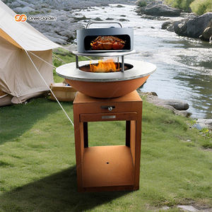 Parrilla de <span class=keywords><strong>Barbacoa</strong></span> de Acero Corten de Estilo Europeo Moderno con <span class=keywords><strong>Chimenea</strong></span> y Función de Carbón - Product Image 2