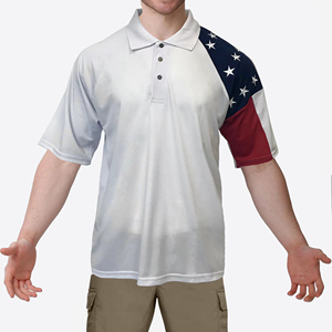US Flag White Men's Anti-Wrinkle Summer Golf for Shirts Quick Dry Moisture <b>Wicking</b> Short Sleeve Print Design - Product Image 1