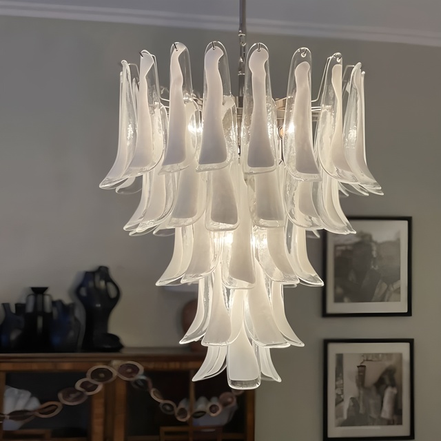 American Retro Light Luxury Glass Chandelier for High-Ceiling Living Room, Duplex Villa Staircase Main Pendant Light for Bedroom