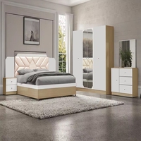 Nouveau Ensemble de meubles de chambre à coucher complets en mélamine de luxe moderne Tête de lit en cuir Lit double king size