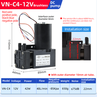 Pompe à air micro sans balais VN-C4 12V/24V 42W 40L/min DC, mini-tête de pompe à vide pour applications industrielles – Meilleures ventes