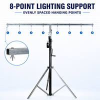 Support d'éclairage de scène portable 4,5 m avec treuil à manivelle, trépied et barre en T pour DJ, capacité de charge 60 kg pour événements et concerts
