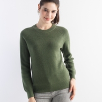 Pull en laine premium lisse à col rond pour femme, tricoté en brioche, style pêcheur, pour l'automne et l'hiver – En promotion