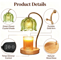 Lampe chauffe-bougie en forme de fleur avec minuterie et variateur d'intensité, compatible avec toutes les bougies parfumées en pot - Cadeau de Noël et de la Fête des Mères pour femmes et mamans