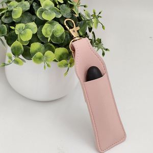 Portable PU Leather Lipstick Sleeve Keychain Single Lip Gloss Holder Makeup Lipstick Organizer for <b>Women</b> Girls - Product Image 4