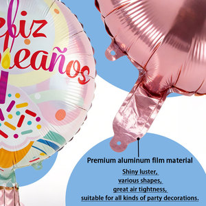 Globos de Helio Redondos de 18 Pulgadas, Duraderos y Ecológicos, con Diseño de Orejas 'Feliz Cumpleaños' para Decoración de Fiestas de Cumpleaños - Product Image 3