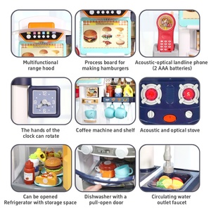 Grande <span class=keywords><strong>cuisine</strong></span> de jeu pour enfants de 100 cm, 65 pièces, ensemble de <span class=keywords><strong>cuisine</strong></span> d'imitation pour enfants, jouets de <span class=keywords><strong>cuisine</strong></span> pour filles avec lumières et sons - Product Image 5
