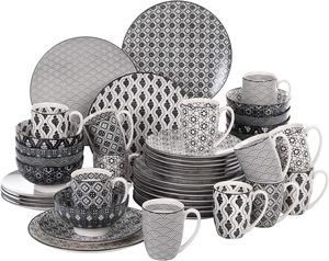 Assiettes décoratives <span class=keywords><strong>de</strong></span> luxe avec vitrage, 48 pièces, ustensiles <span class=keywords><strong>de</strong></span> <span class=keywords><strong>table</strong></span> en céramique et porcelaine, vaisselle <span class=keywords><strong>de</strong></span> <span class=keywords><strong>table</strong></span> - Product Image 1