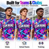 Jersey Sepak Bola Grafiti Warna-warni Kustom Abstrak Splash Sublimasi Penuh Cepat Kering Bernapas Pemasok Pakaian Tim Grosir yang Dapat Dipersonalisasi