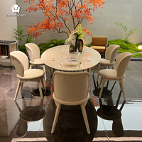 Ensemble de table à manger en marbre de luxe moderne avec 6 chaises, ensemble de chaises de salle à manger, chaises de salle à manger 6 places, meubles de salle à manger pour villa