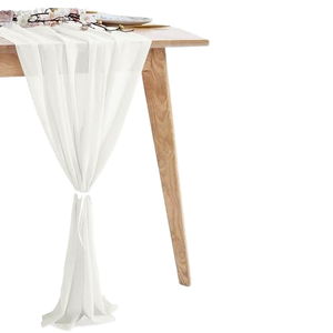 Lot de 2 chemins de table en mousseline transparente sur mesure, en tissu polyester infroissable, 90x180cm, pour mariage, banquet, décoration intérieure - Product Image 1