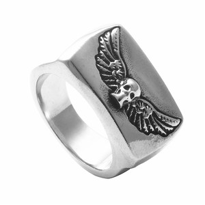 <b>Skull</b> <b>Ring</b> With Wings Retro Silver Men's Fashion Jewelry Gift - Product Image 1