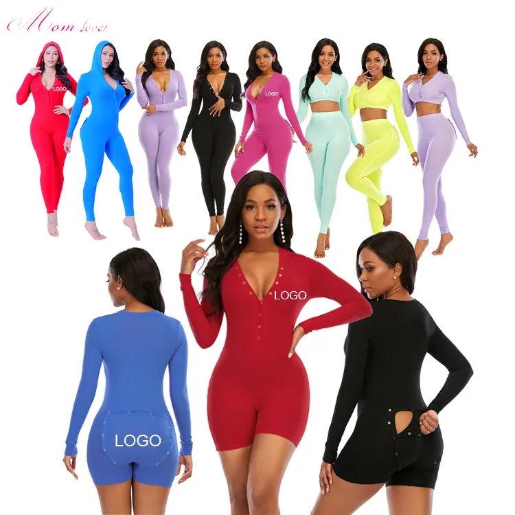 Jumpsuits Kustom Playsuits Bodysuits Onesie dengan Butt Flap Wanita Onesie Piyama Bayi Dewasa Onesie untuk Wanita