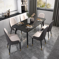 Ensemble de table à manger en pierre moderne et luxueuse, stable et durable, 4 places, avec chaises imperméables pour la salle à manger