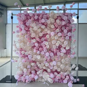 Venta al por mayor de rosas artificiales con plumas de flores negras fondos de panel de pared eventos de boda fiesta de graduación Decoración de cumpleaños