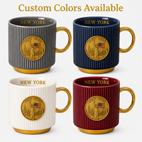 Tasse à café en céramique souvenir de New York, États-Unis, avec motif drapeau et Statue de la Liberté, design personnalisé en grès, vente en gros OEM ODM