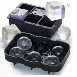 Tùy Chỉnh 4 Sâu Răng Silicone Ice Cube Bóng Khay Dễ Dàng Phát Hành Vòng Ice Cube Khay Với Nắp Ice Ball Maker Khuôn